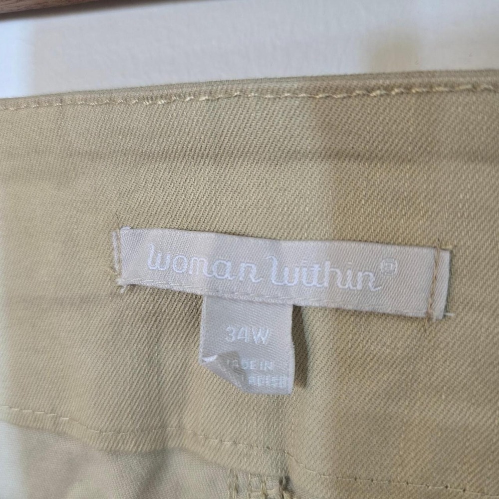 Woman Within beige khaki capri pants size 34W / 4X – Plus size cotton - Picture 3 of 4